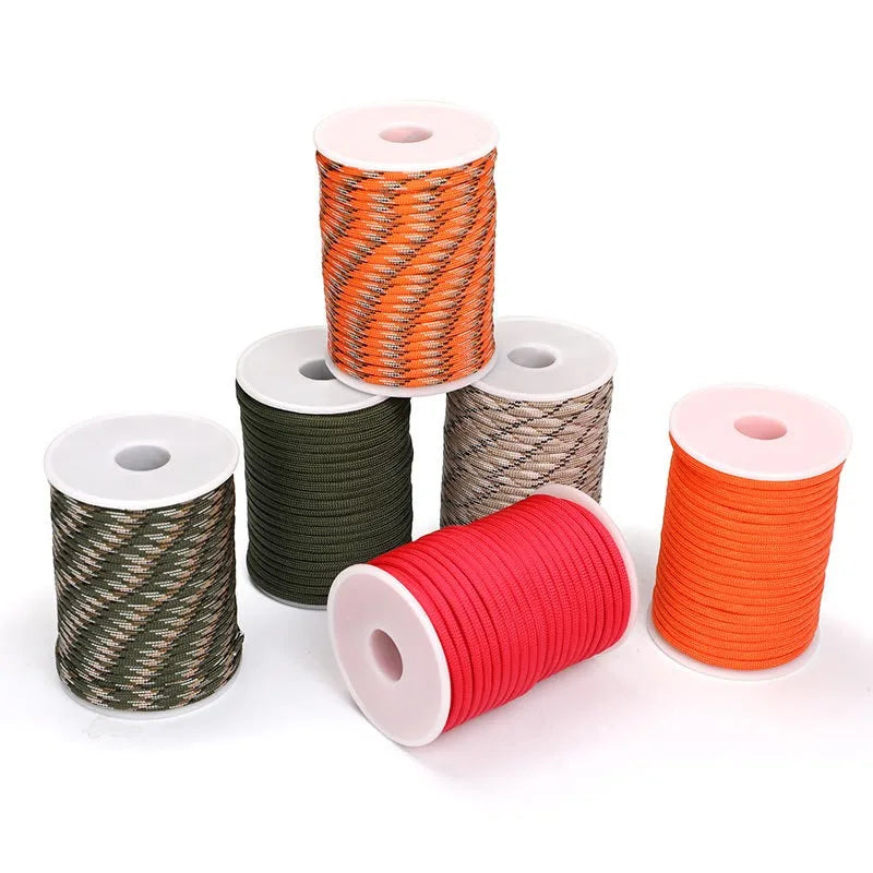 30M/50M/100M 7-Core 550 Paracord 4mm Parachute Cord Outdoor Camping Survival Rope Kit Umbrella Tent Lanyard Strap Clothesline