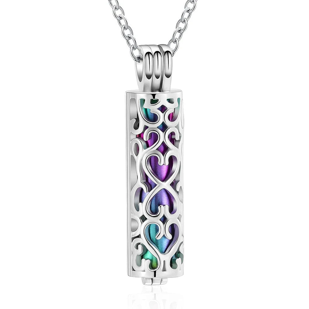 Hollow Cylinder Vial Urn Necklace for Ashes for Women Men Cremation Jewelry Keepsake Memorial Human Pet Ashes Pendant