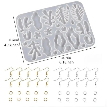 DIY Earrings Epoxy Resin Mold Set Geometric Pendants Necklaces Jewelry Making Silicone Craft Molds With Hooks Art Supplies