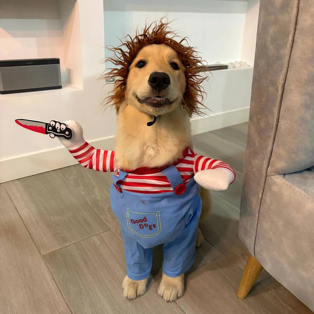 Funny Dog Clothes with Hat Halloween Costume For Small Big Dogs Cat Cute Puppy Cosplay Outfits Pet Dress Up Jumpsuit Party Gifts