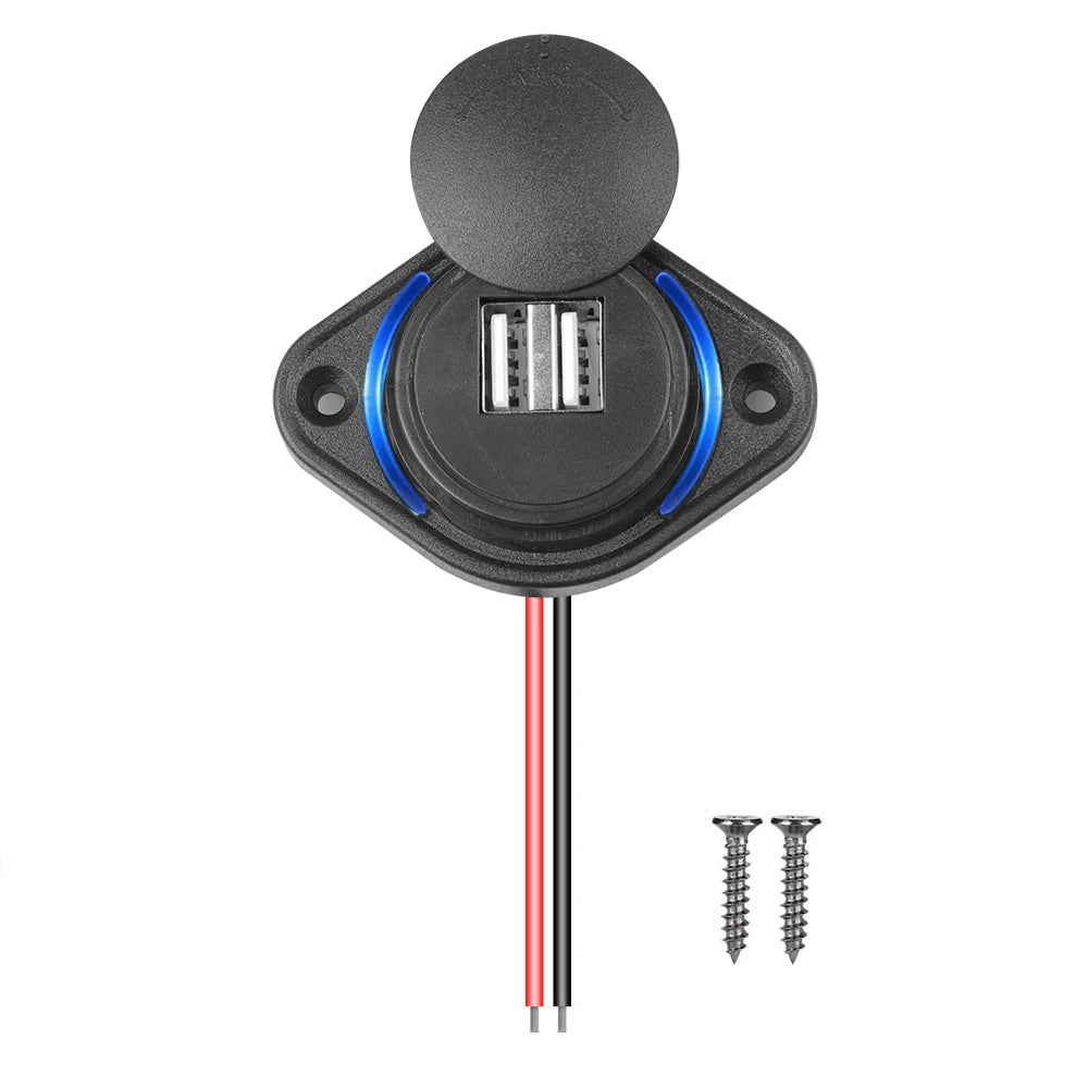 Dual USB Charger 12-24V 3.1A Car Charger Power Socket Adapter Phone Charging for Motorbike Car Boat ATV UTV Camper Caravans