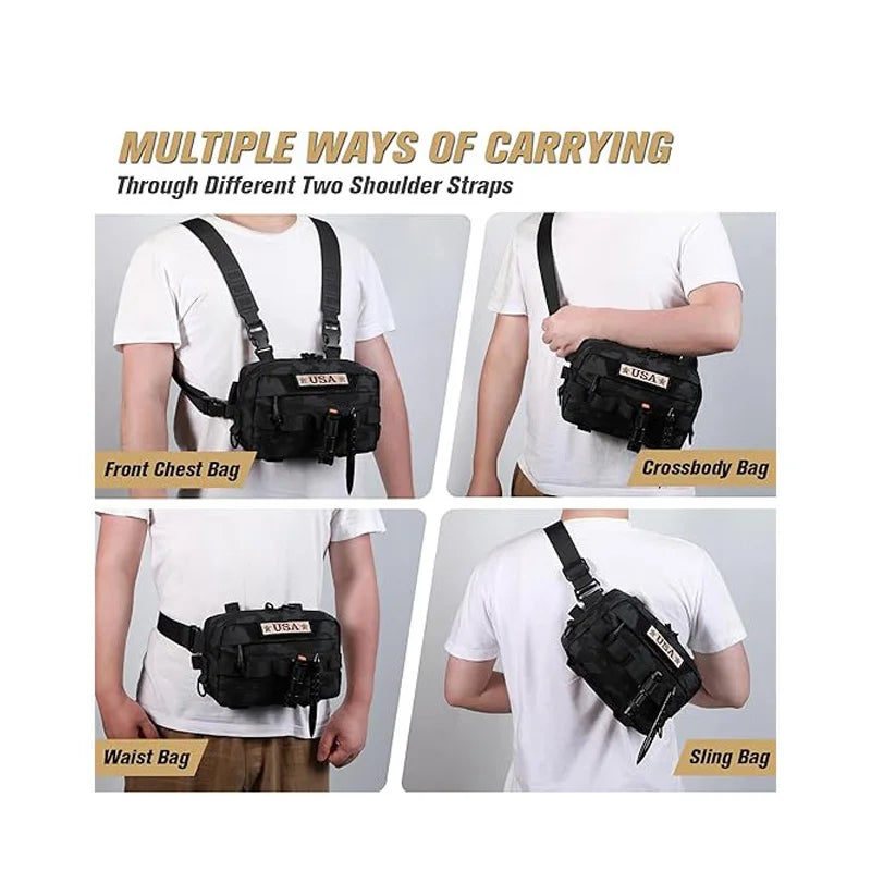 Tactical Chest Vest Bag Backpack Front Rig Pouch Outdoor Camping Cycling Hiking Hunting Climbing Fishing Lure Travel Fanny Pack