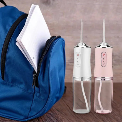 Oral Irrigator Portable USB Rechargeable Dental Water Flosser Water Jet Floss Tooth Pick 4 Jet Tip 220ml 3 Modes IPX7 Waterproof