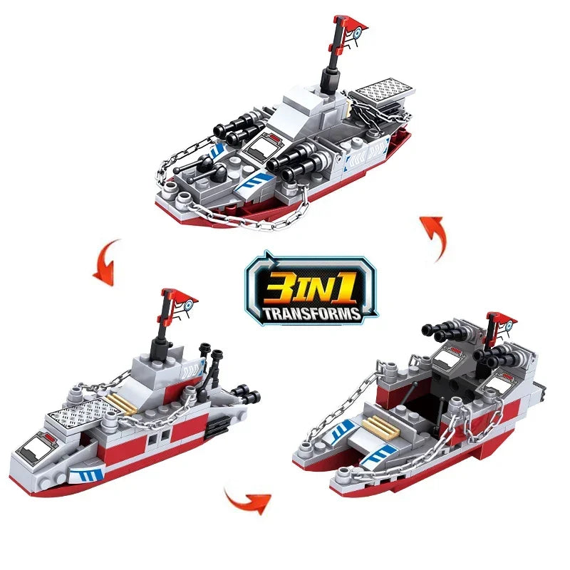 Navy Aircraft Carrier Building Blocks Military Tanks Ships Airplanes Model Warships Building Blocks Assembly Toy Set for Boys