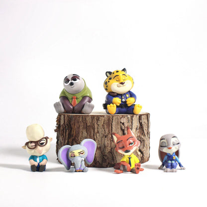 6pcs/set Zootopia Zootropolis Judy Hopps Nick Wilde Cartoon Movie Action Figure Toys Collection Model Cute Doll Gift Decoration