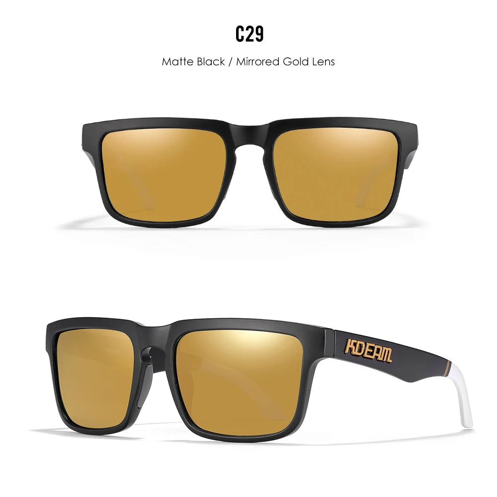 KDEAM Men's Polarized Sunglasses Square Casual Outdoors Sun Glasses Women Unisex Sunglass For Couple With Zipper Case