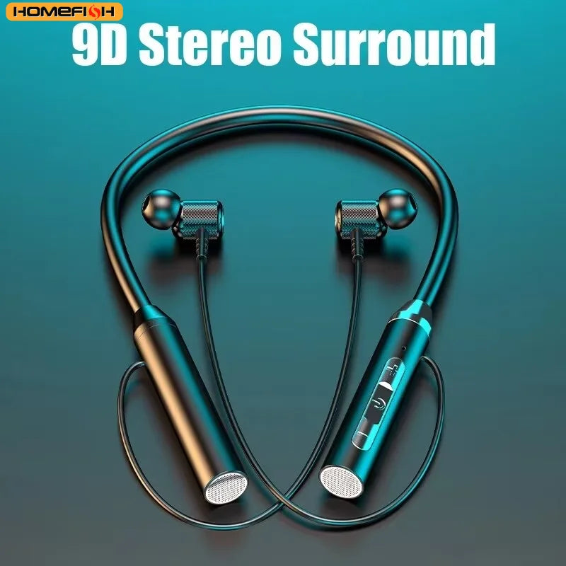9D Bluetooth Earphones Wireless Headphones Magnetic Sport Neckband Neck-hanging TWS Earbuds Wireless Blutooth Headset with Mic