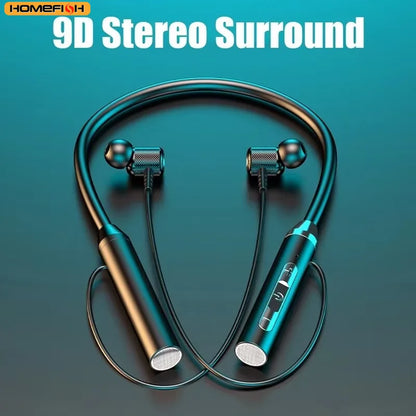 9D Bluetooth Earphones Wireless Headphones Magnetic Sport Neckband Neck-hanging TWS Earbuds Wireless Blutooth Headset with Mic