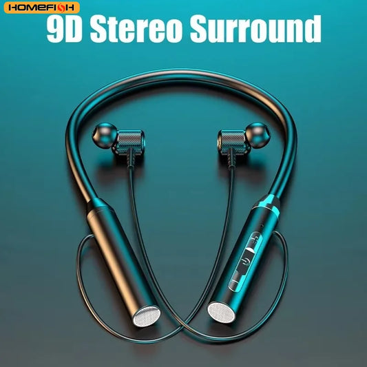 9D Bluetooth Earphones Wireless Headphones Magnetic Sport Neckband Neck-hanging TWS Earbuds Wireless Blutooth Headset with Mic
