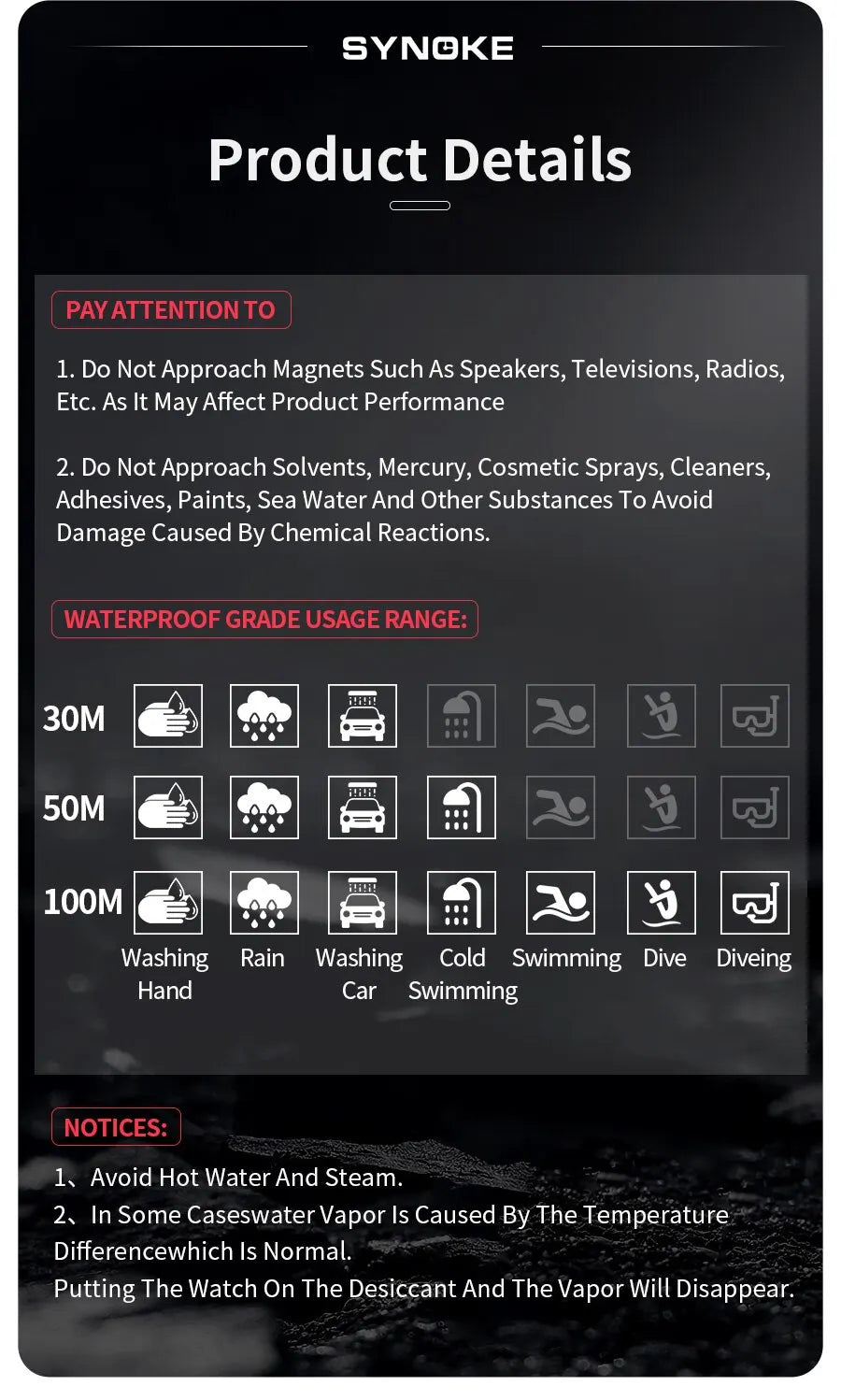 SYNOKE Outdoor Sport Watch 30M Waterproof Digital Men Fashion MultiFunction Waterproof Digital Watch Men