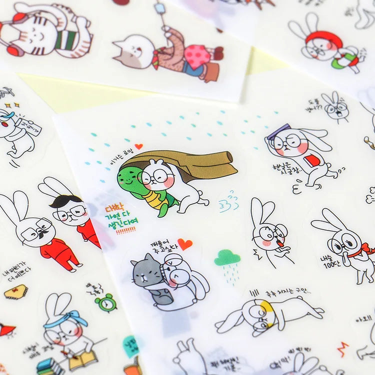 6Pieces/Set Transparent Pvc Waterproof Cartoon Sticker DIY Hand Account Decorative Stickers Kawaii Phone Cup Stickers