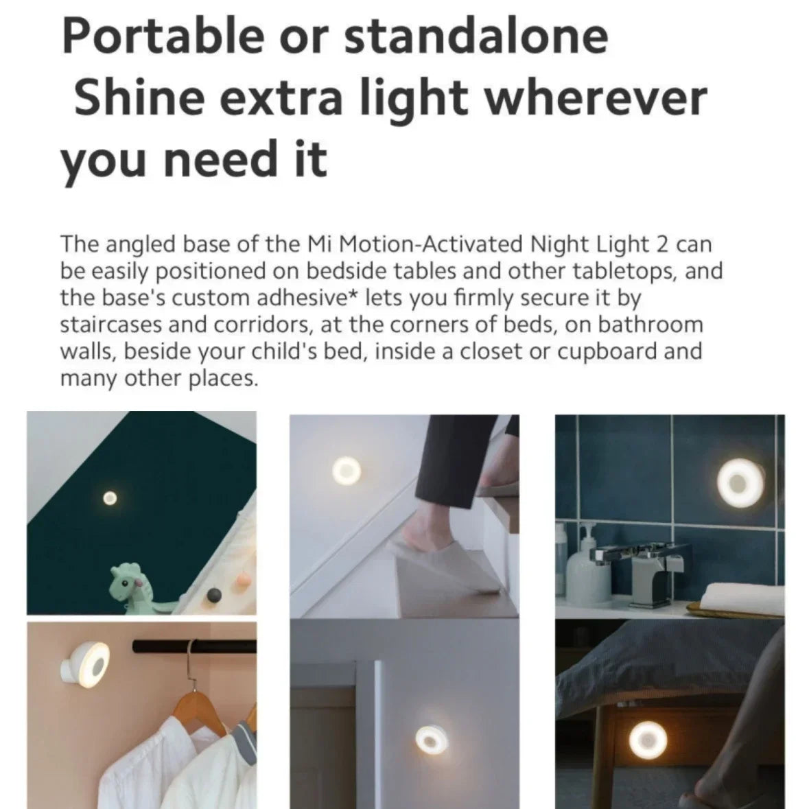Original Mijia Night Light 2 Smart Motion Sensor, Dimmable Brightness Auto Light Sensing Bedside Lamp for Bedroom Kids Adults
