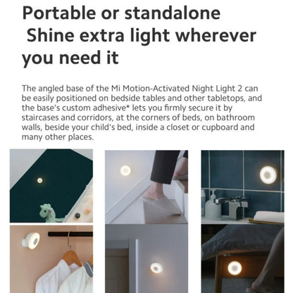 Original Mijia Night Light 2 Smart Motion Sensor, Dimmable Brightness Auto Light Sensing Bedside Lamp for Bedroom Kids Adults