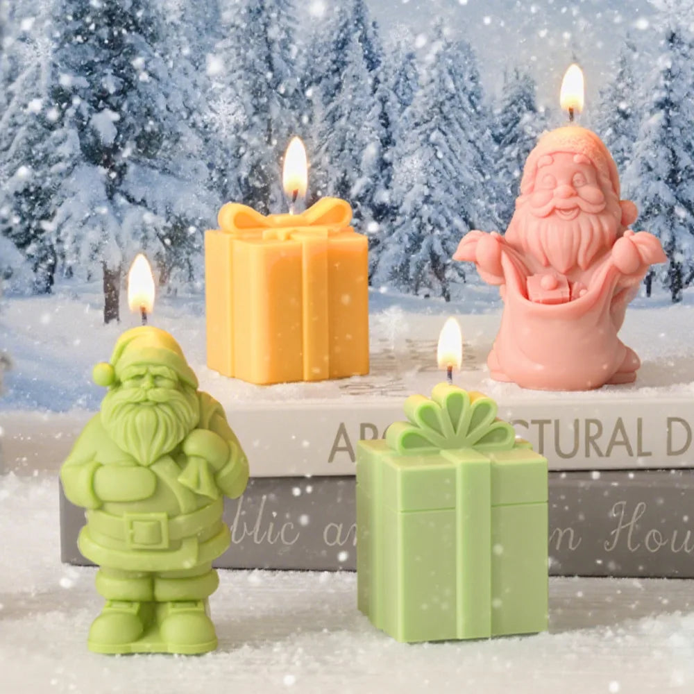Christmas Santa Claus Silicone Candle Molds Aromatherapy Gypsum Soap Baking Mould Festival Ornament Decor Xmas Gifts Making Mold