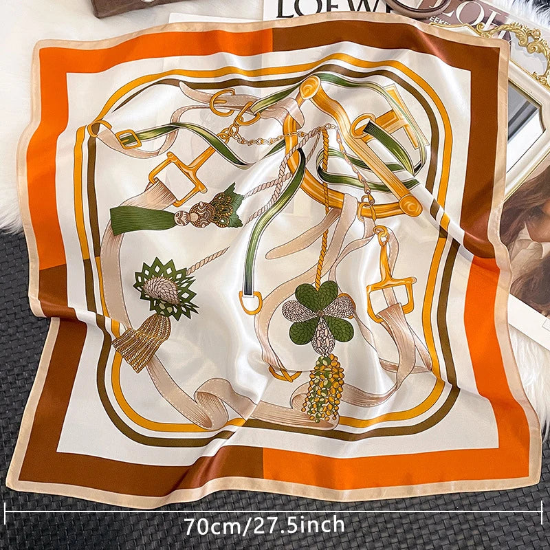 68cm Women's Simulated Silk Square Scarf Fashionable and Versatile High-end Scarfs Bag Clothing Accessories Square Scarf