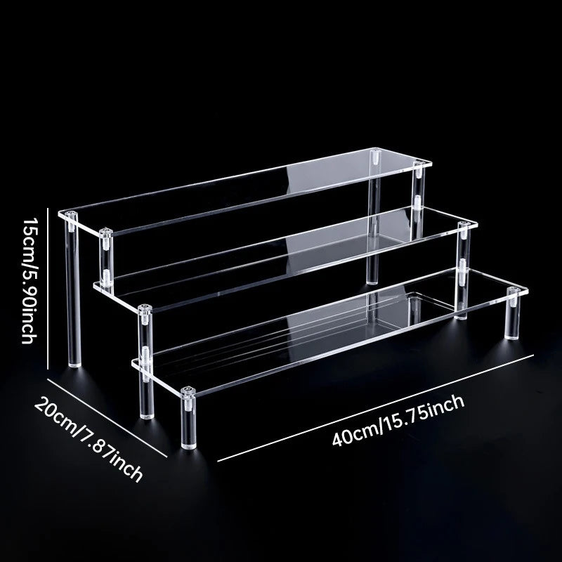 1-5 Tier Acrylic Display Stand Perfume Doll Clay Figurine Blind Box Storage Rack Transparent Ladder Makeup Organization W-2