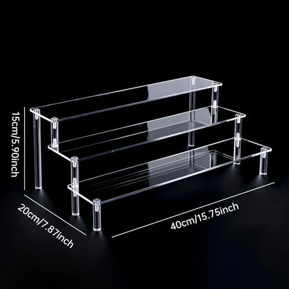 1-5 Tier Acrylic Display Stand Perfume Doll Clay Figurine Blind Box Storage Rack Transparent Ladder Makeup Organization W-2