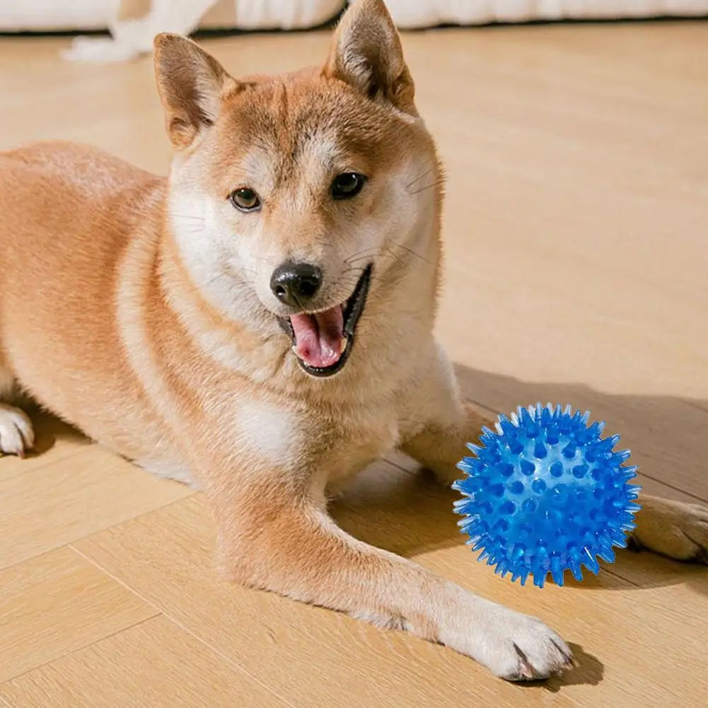 Pet Dog Toys Cat Puppy Sounding Toy Polka Squeaky Tooth Cleaning Ball TPR Training Teeth Chewing Toy Thorn Balls Pet Accessories