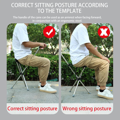 Foldable Cane Easy To Carry Seat Portable Stool Folding Chair Non Slip Handle Super Light Walking Stick For Outdoor Walking