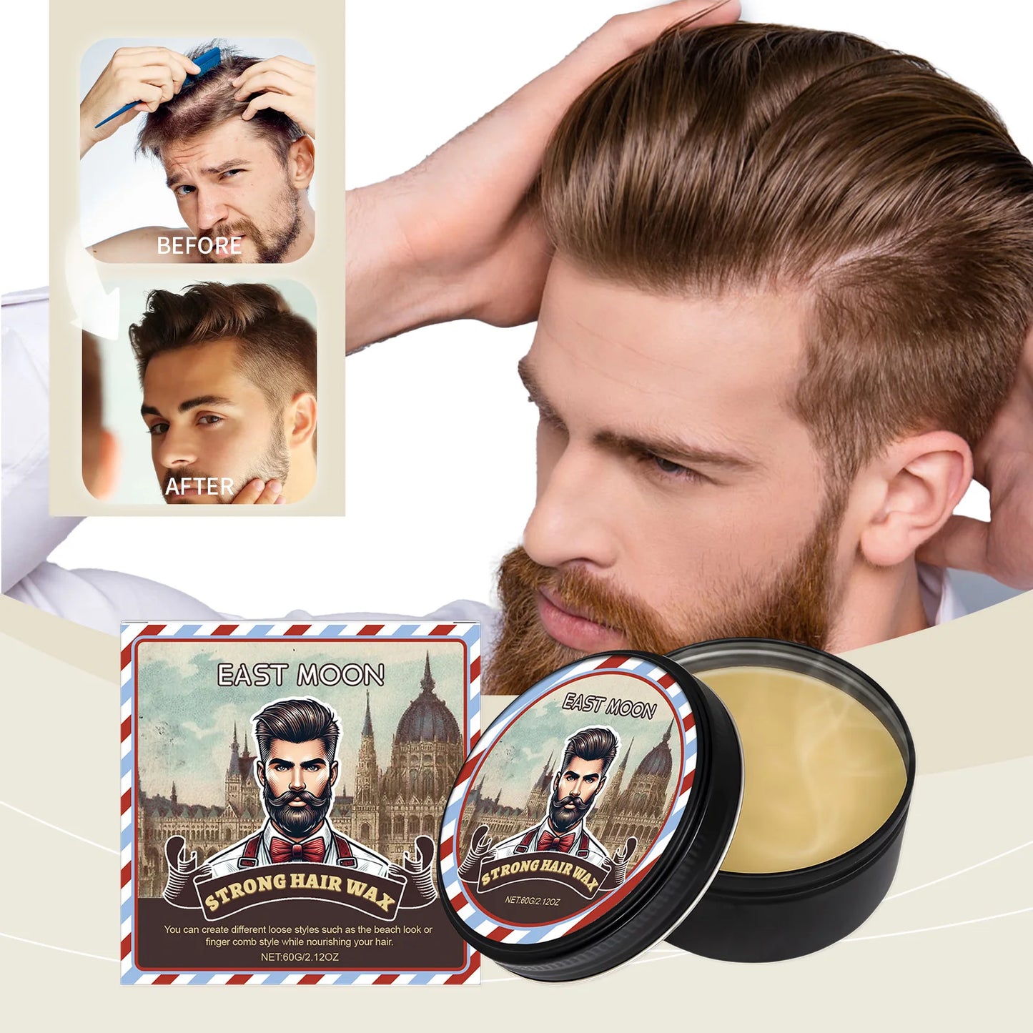 Long Lasting Stying Wax Fluffy Hair Pomade Wax Keep Hair Oil Edge Control Barbershop Tools Salon Hairdressing Mud Hair Styling