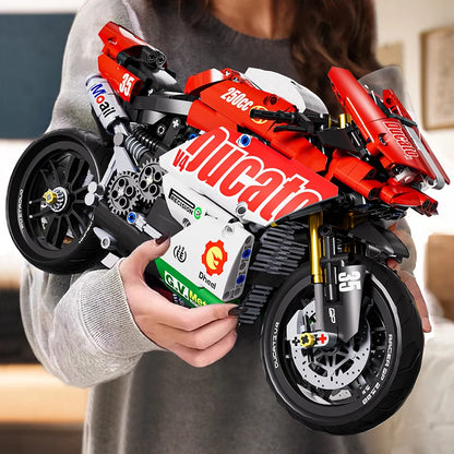 Technical V4 Motorcycle Building Blocks Set Famous Super Motorbike Model Kit Racing Bricks Teens Assembled Toys Gifts For Boys