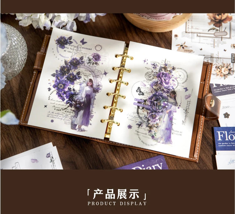 Journal GO 6pcs Flower Shadow Decorative Sticker Fresh Plant Flowers Collage Scrapbooking Label Diy Diary Journal Planner Label