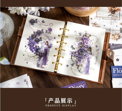 Journal GO 6pcs Flower Shadow Decorative Sticker Fresh Plant Flowers Collage Scrapbooking Label Diy Diary Journal Planner Label