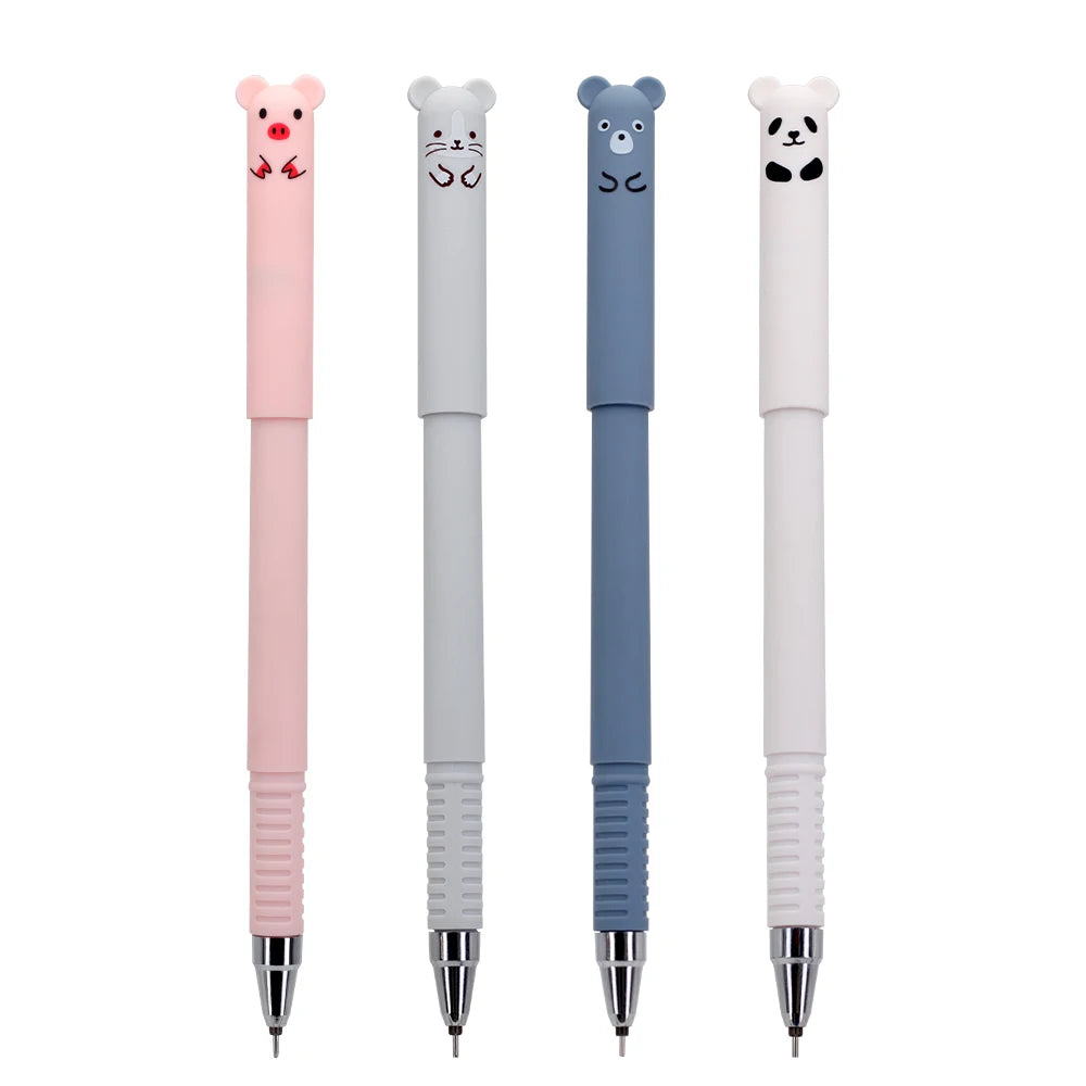 12pcs Animals Panda Erasable Gel Pen 0.5mm Blue Black Erasable Pen Refills Rods Washable Handle School Supplies Stationery