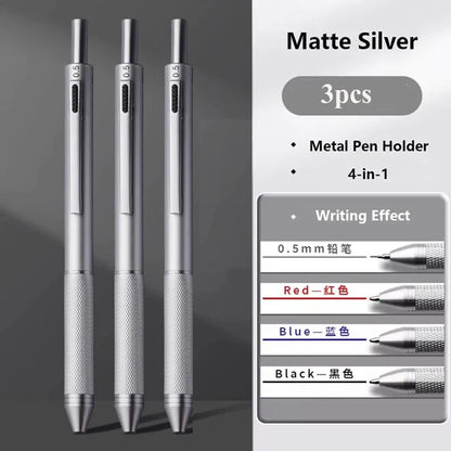 Multifunctional 4-color-in-one gravity-sensing pen metal ballpoint pen/Mechanical Pencil,Black/Red/Blue Ink Oil Signing canetas