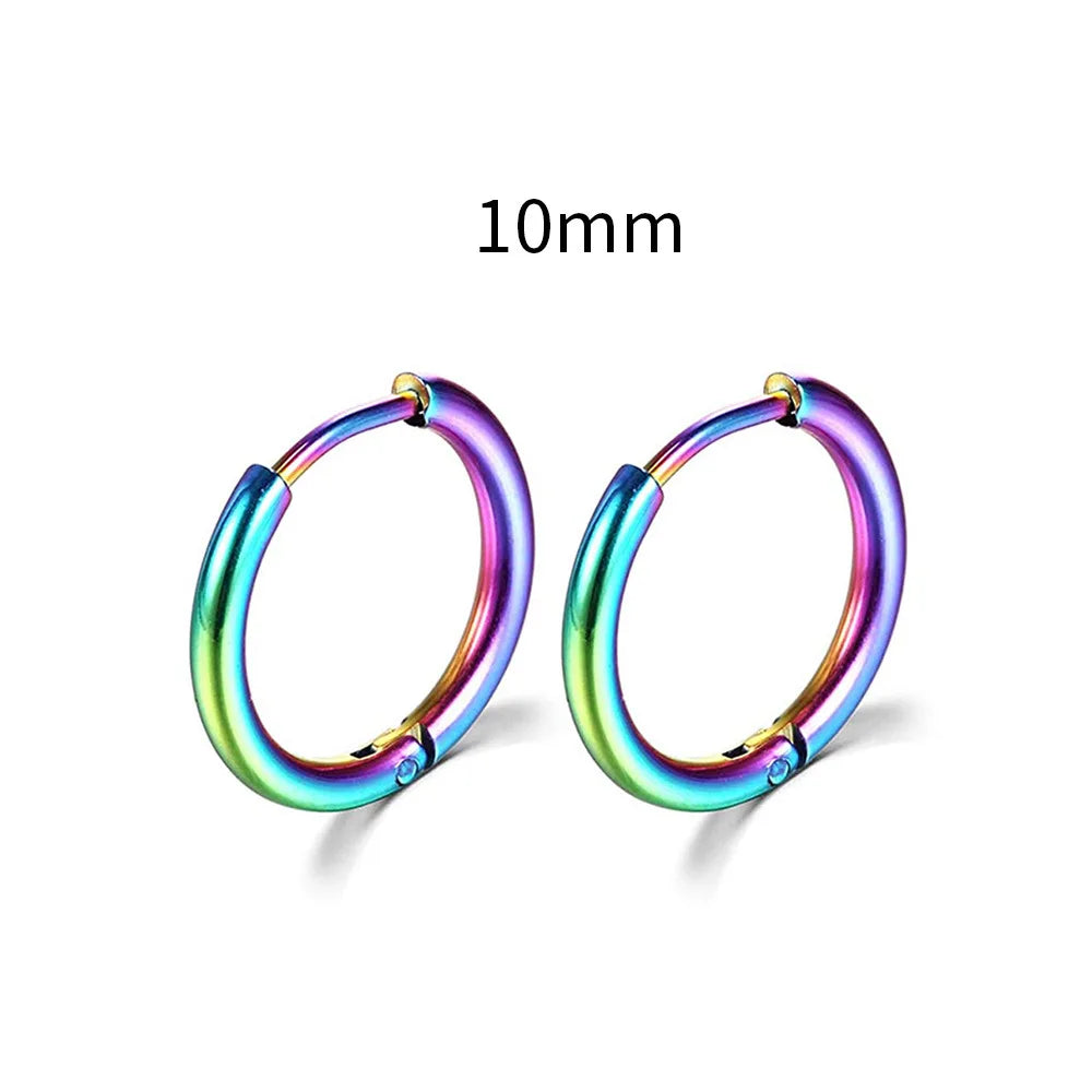 New simple stainless steel small hoop earrings for women and men, perfect for cartilage ear piercing jewelry.