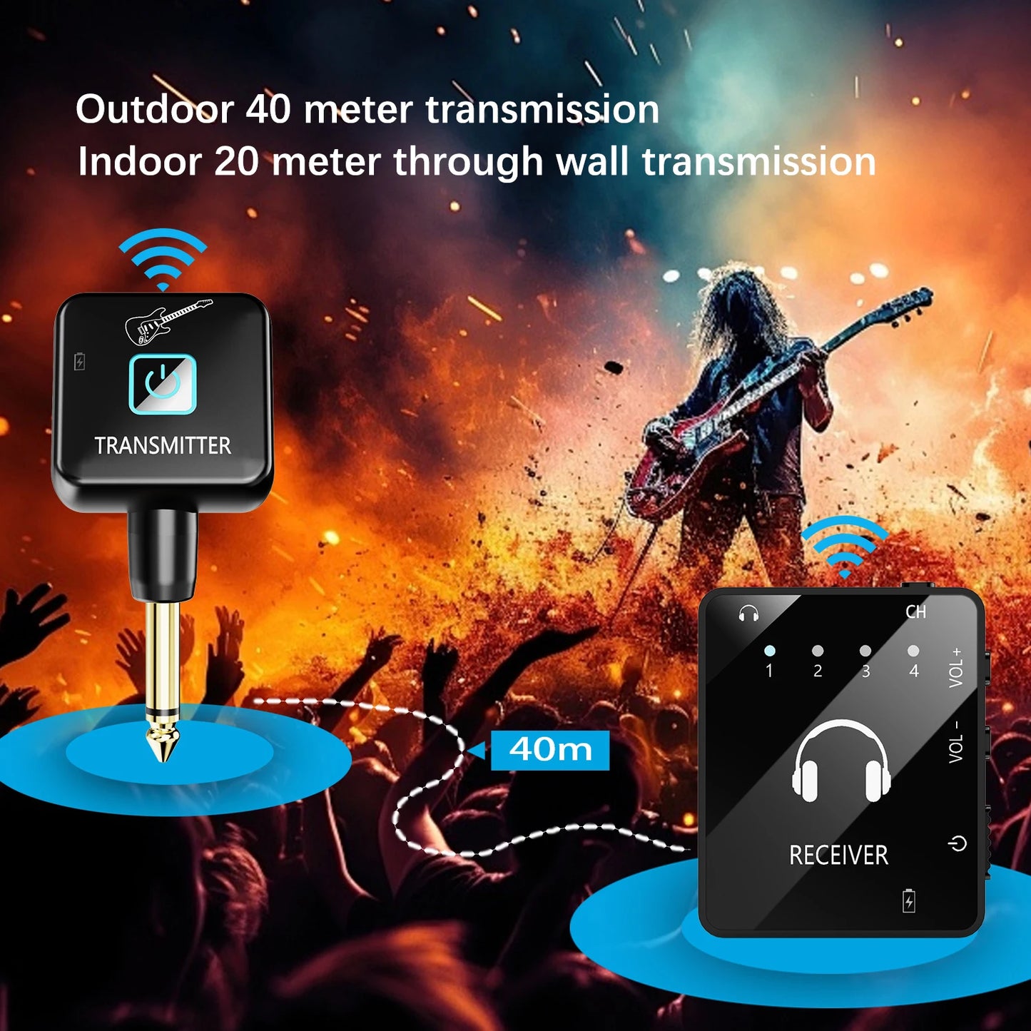 IEM System, Wireless In Ear Monitoring System with Transmitter and Lavalier Receiver, SUID Lavalier Receiver, for Band Rehearsal