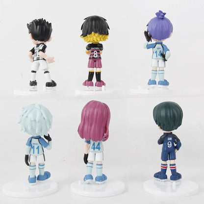 6pcs/set BLUE LOCK Isagi Yoichi Anime Figure Toys Collection Animation Model Cute Version Doll Desktop Ornaments