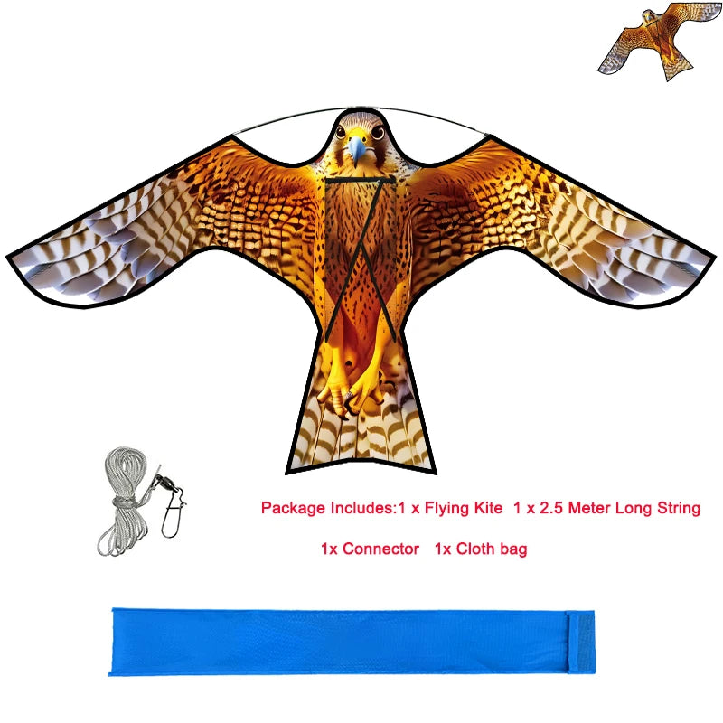 Outdoor Toys 47 Inch  Yellow Bird Scaring Eagle Kite Without Rod Good Flying For Garden/Orchard/ Farm