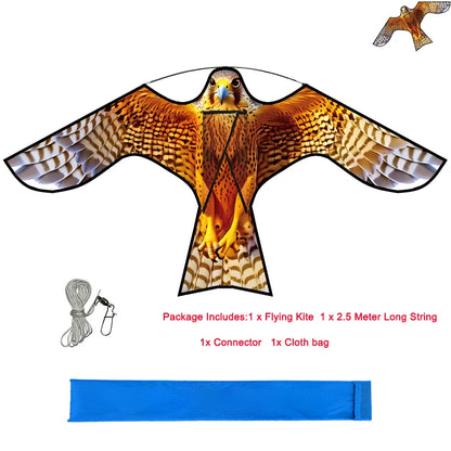 Outdoor Toys 47 Inch  Yellow Bird Scaring Eagle Kite Without Rod Good Flying For Garden/Orchard/ Farm