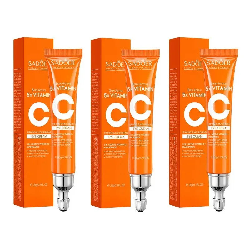 SADOER Vitamin C Eye Cream Anti Dark Circles Eyes Bags Remover Moisturizing Brightening Firming Skin Care Products for Eyes