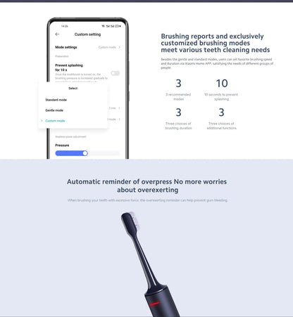 MIJIA T700 Sonic Electric Toothbrush Teeth Whitening Ultrasonic Vibration Oral Cleaner Brush Smart APP LED Display
