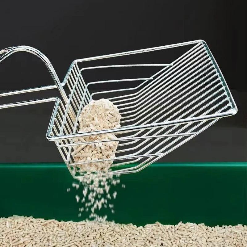 Pet Dung Shovel Stainless Steel Cat Litter Shovel Pet Cleaning Tool Cat Litter Spoon Stainless Steel Durable Handle