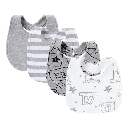 4Pcs Baby Bibs Burp Clothes Cartoon Newborn Saliva Towels for Girls Boys Cotton Kids Apron Infant Accessories Toddler Bibs Set