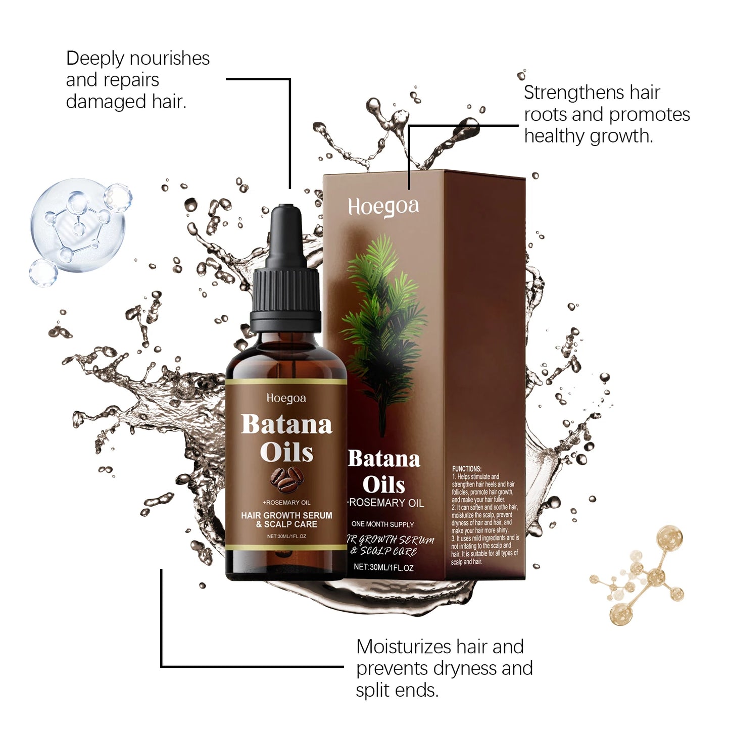 Batana Rosemary Hair Care Essential Oil Nourish Moisturize Improve Hair Quality Reduct Hair Loss Prevent Split Hair Care Product