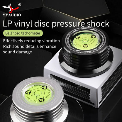 YYAUDIO Universal 50Hz LP Vinyl Record Player Disc Turntable Stabilizer with Level Aluminum Alloy Weight Clamp Music Player