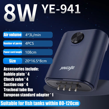 Silent Aquarium Oxygen Air Pump with Check Valve Fish Tank compactor Oxygenator Aquarium Air Compressor Aerator 220v 3w-14w
