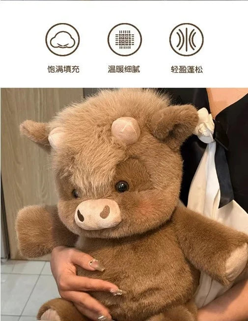 Cute Highland Cow Plush Doll 45-60cm Soft Stuffed Animal Running Calf Toy Companion Pillow Holiday Gift Home Decoration Ornament
