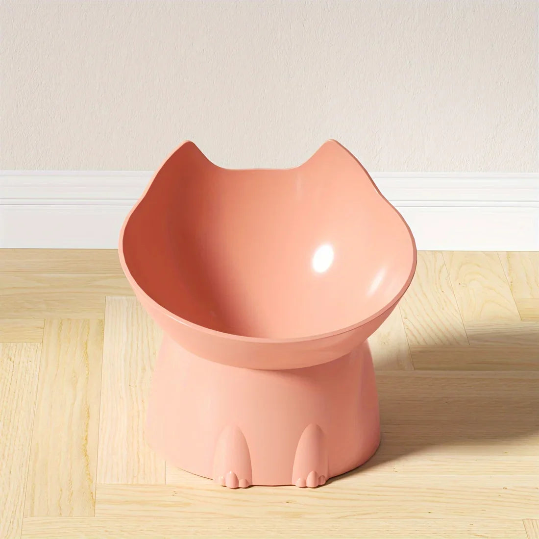 1pcs WhiskerWare Elevated Cat Bowl, Anti-Tip Plastic Raised Pet Feeding Dish with Tilted Edge, Neck Protection Kitty Food