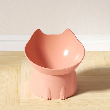 1pcs WhiskerWare Elevated Cat Bowl, Anti-Tip Plastic Raised Pet Feeding Dish with Tilted Edge, Neck Protection Kitty Food
