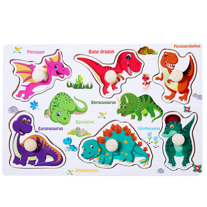 1pc Wooden Jigsaw Puzzle Kids Montessori Games Educational Toys for Children Animal Fruits Shapes Hand Grasp Board Wood Puzzles