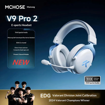 MCHOSE V9 Pro2 Gaming Headset, Over-Ear Quad-Mode Wireless Bluetooth Headphones for PC with Microphone (Delta Style)