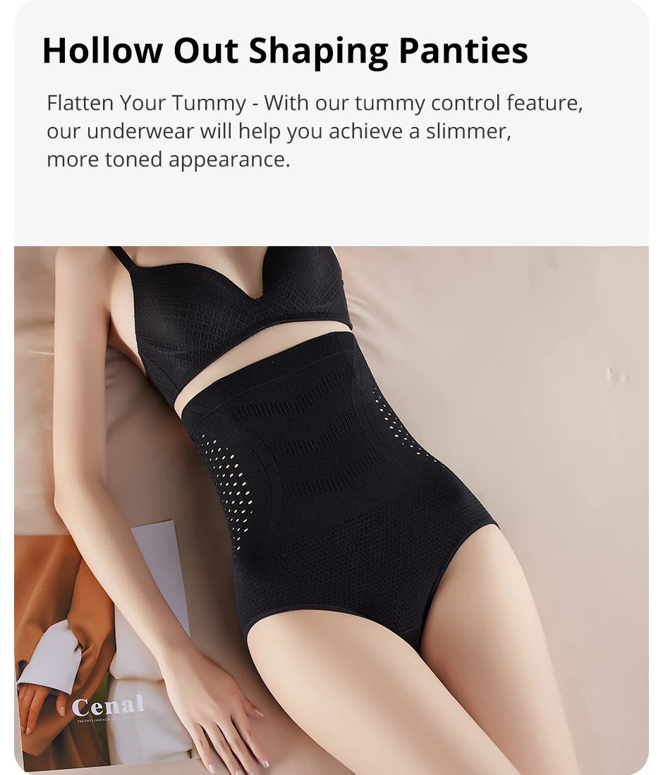 Flarixa High Waist Shaping Panties For Women Breathable Hollow Out Belly Tummy Control Brief Shapewear Body Shaper Underwear
