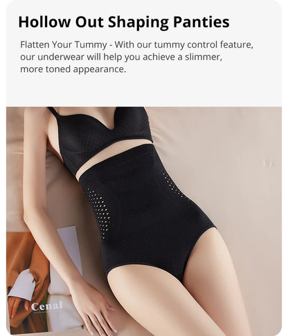 Flarixa High Waist Shaping Panties For Women Breathable Hollow Out Belly Tummy Control Brief Shapewear Body Shaper Underwear