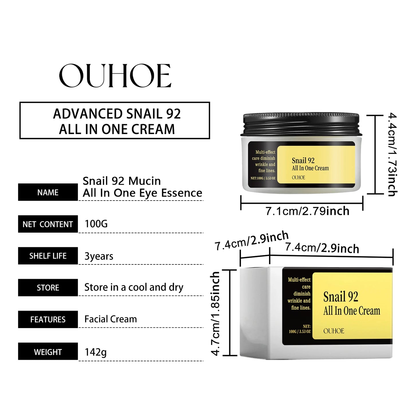 Snail 92 Mucin Power Essence/Cleanser/Cream Moisturizing Smoothing Nourishing Korean Cosmetics Facial Skin Eye Care Product
