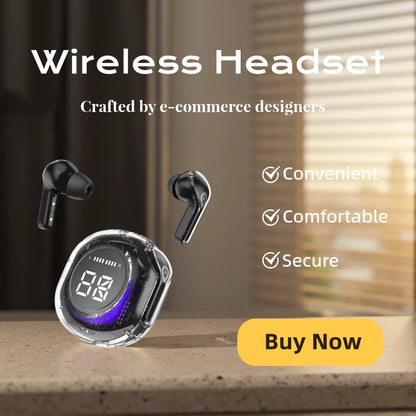 Transparent Shell Bluetooth Earphones Wireless In-Ear Headphones with Microphone for Sports And Running Headphones Game